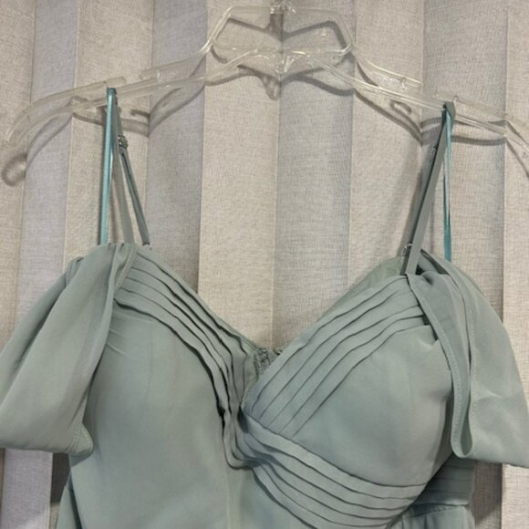 Bridesmaid Birdy Grey Chiffon Sage Spence Dress - Size M - Picture 3 of 6